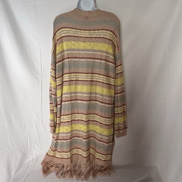 NEW Wonderly Womens Multi Color Long Cardigan Sweater Open Front Size XL Boho - Picture 2 of 7